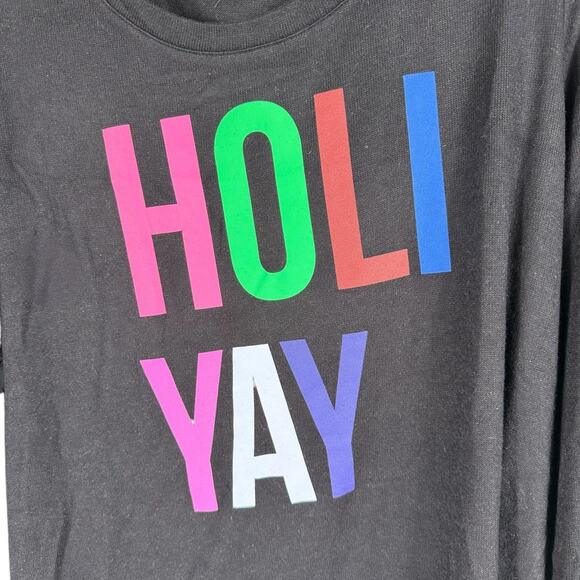 Evri Black With Bright Multicolor HOLIYAY Graphic Top Size 0X - Picture 4 of 5